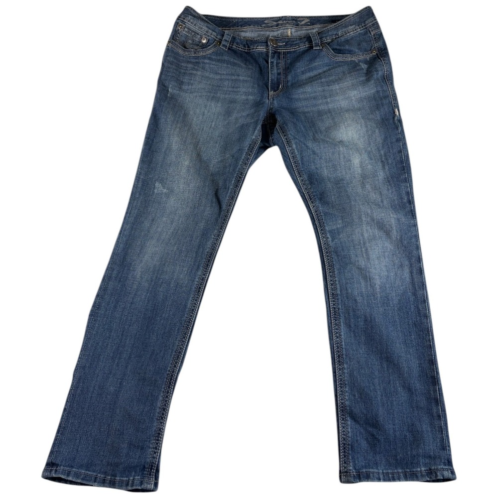 Seven7 Luxe Straight‎ Leg Jeans Womens 18 Blue Denim Stretch Medium Wash Casual